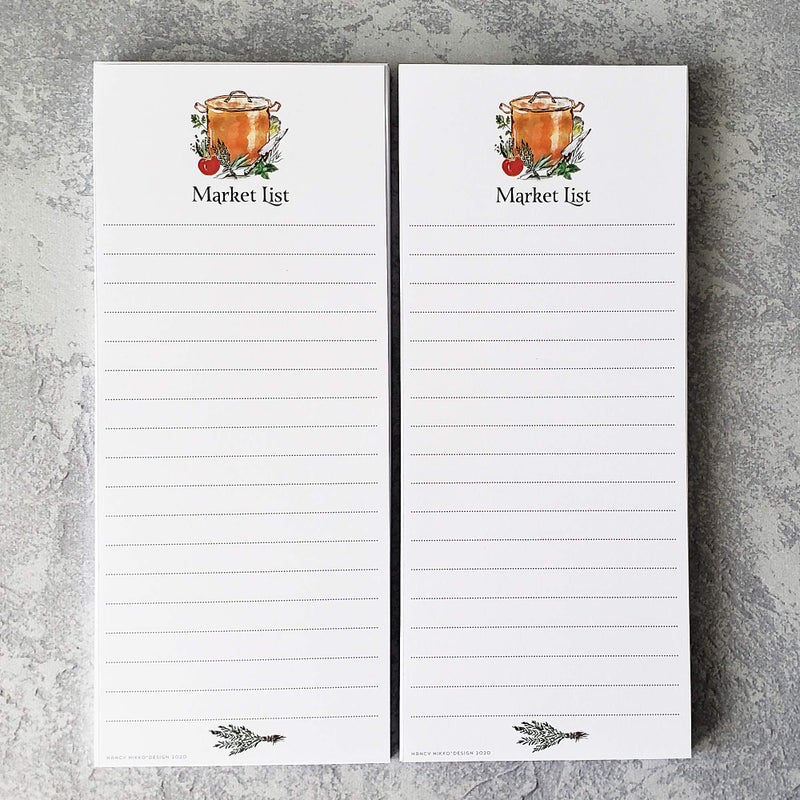 Nancy Nikko Copper Pot Market List Magnetic Refrigerator Notepads - Set of Two Pads - Image 1